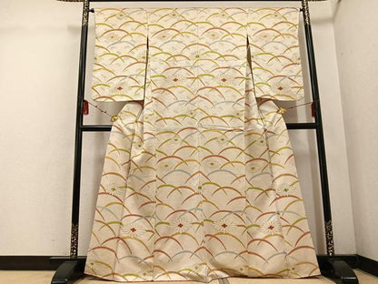 平和屋着物■訪問着 芝花文 金彩 金通し地 正絹 逸品 AABF3102ph