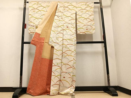 平和屋着物■訪問着 芝花文 金彩 金通し地 正絹 逸品 AABF3102ph