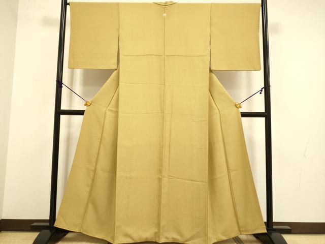 平和屋着物●上質な色無地　黄橡色　正絹　逸品　DABA8879du