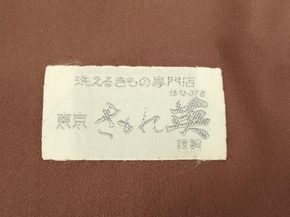 平和屋着物●洗える最高級着物　＜英＞はなぶさ謹製　色無地　栗皮茶色　DABA8871du