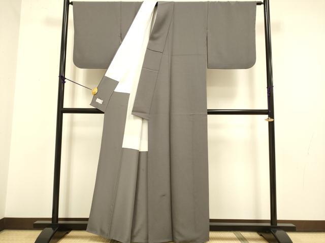 平和屋着物●洗える最高級着物　＜英＞はなぶさ謹製　色無地　濃い紫鼠色　DABA8872du