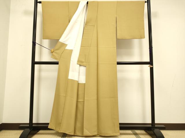 平和屋着物●上質な色無地　黄橡色　正絹　逸品　DABA8879du