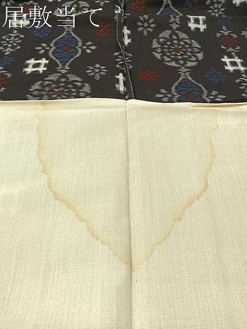 平和屋着物●久留米絣 単衣 吉祥花文 黒地 綿 逸品 CABC2633vp