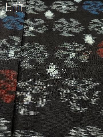 平和屋着物●久留米絣 単衣 吉祥文 黒地 綿 逸品 CABC2624vp