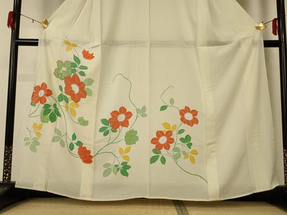 平和屋着物＊夏物 訪問着 絽 草花文 銀彩 正絹 逸品 AABF2763jd