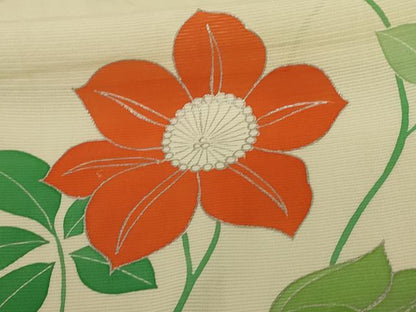 平和屋着物＊夏物 訪問着 絽 草花文 銀彩 正絹 逸品 AABF2763jd