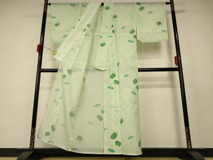 平和屋着物＊夏物 小紋 絽 鼓 扇子 正絹 逸品 AABF2764jd