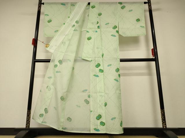平和屋着物＊夏物 小紋 絽 鼓 扇子 正絹 逸品 AABF2764jd