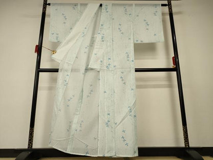 平和屋着物＊夏物 小紋 絽 枝花文 洗える着物 AABF2788jd