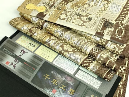 平和屋本店●極上　1897年創業 名門岡野 本場筑前博多織 千年工房　八寸名古屋帯　伝統工芸士　隈潜　敷志摩　証紙付き　逸品　DZAB3938kh6