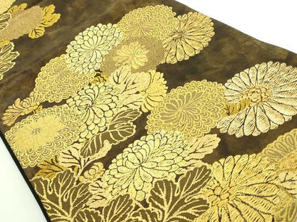 平和屋着物●極上　創業280年　誉田屋源兵衛　六通柄袋帯　唐織　菊　金糸　ますいわ屋扱い　逸品　DZAB3947kh6