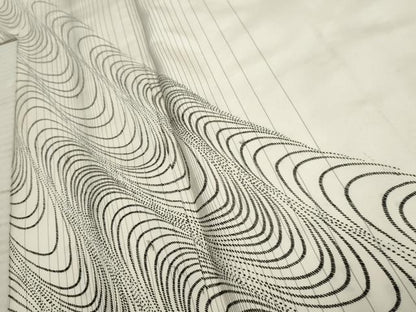 平和屋着物●本場染大島紬 訪問着 刺繍 刺し子 流水文 正絹 逸品 AABF3023cs