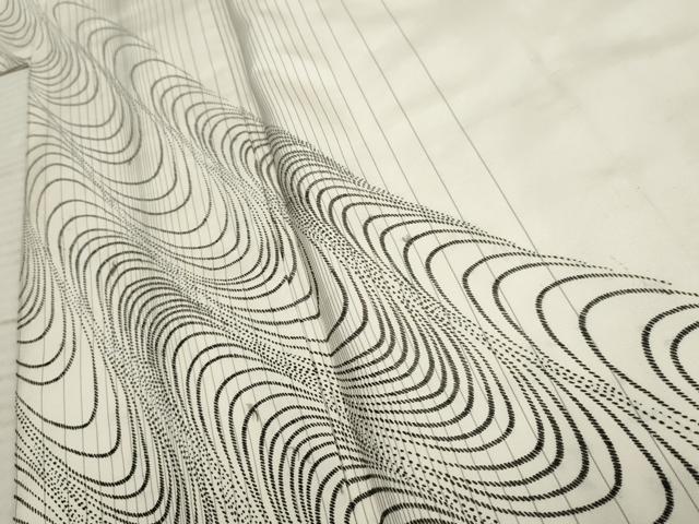 平和屋着物●本場染大島紬 訪問着 刺繍 刺し子 流水文 正絹 逸品 AABF3023cs