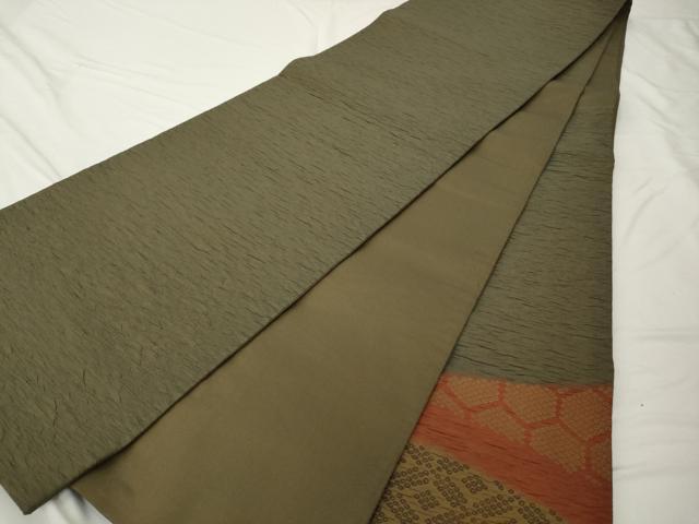 平和屋着物◎太鼓柄袋帯　ふくれ織　鹿の子　正絹　逸品　AABF3452gw
