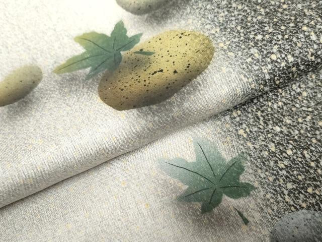 平和屋着物●本場大島紬 染大島 訪問着 手描き 楓文 正絹 逸品 AABF2974cs