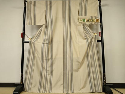 平和屋着物●結城紬 間道 証紙付き 正絹 逸品 AABF3325nf