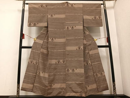 平和屋着物■上質な紬　糸車　胴抜き仕立て　正絹　逸品　AABF3888ph