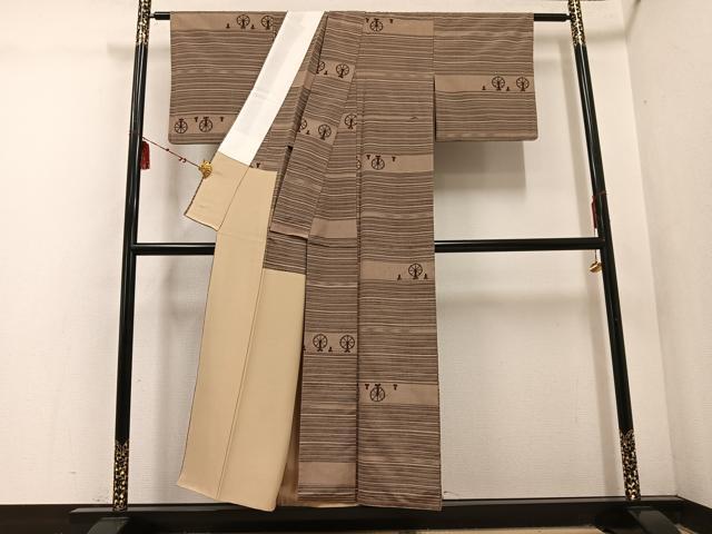平和屋着物■上質な紬　糸車　胴抜き仕立て　正絹　逸品　AABF3888ph