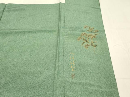 平和屋着物■江戸小紋 草木染 作家物 草葉文 正絹 逸品 DABB3524cm