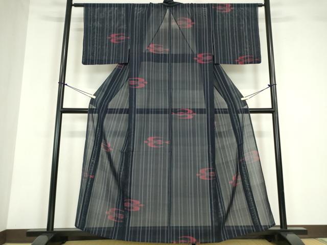 平和屋着物＊夏物 小紋 紗紬 燕絣 正絹 逸品 DABA4455az