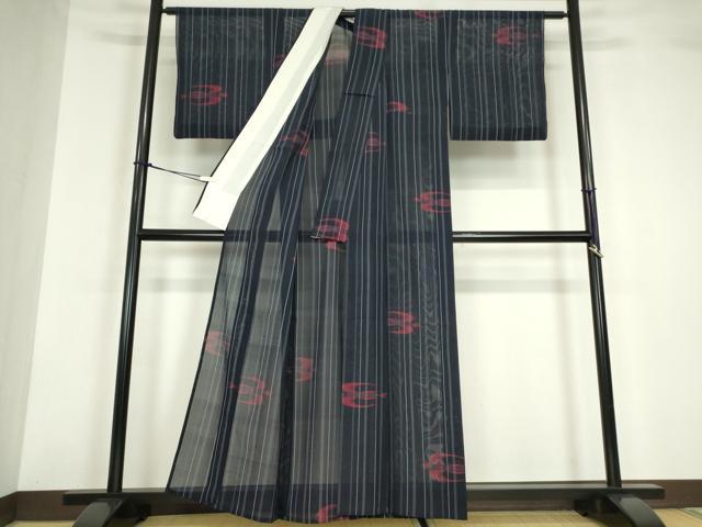 平和屋着物＊夏物 小紋 紗紬 燕絣 正絹 逸品 DABA4455az