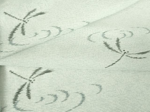 平和屋着物＊夏物 小紋 絽 流水に蜻蛉 洗える着物 DABA4472az