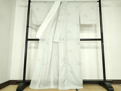 平和屋着物＊夏物 小紋 絽 流水に蜻蛉 洗える着物 DABA4472az