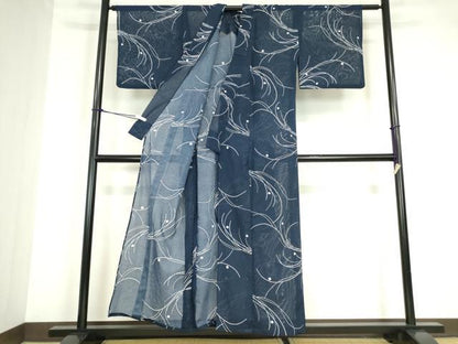 平和屋着物＊夏物 小紋 絽 梅雨芝文 洗える着物 DABA4484az