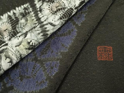 平和屋着物●染織工芸むつろ　辻が花　手描き　絞り　訪問着　絞り　草花間道　正絹　逸品　AABF3040cs