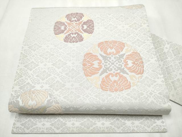 平和屋着物●九寸名古屋帯 唐織 花丸文 正絹 逸品 CABB9565hy