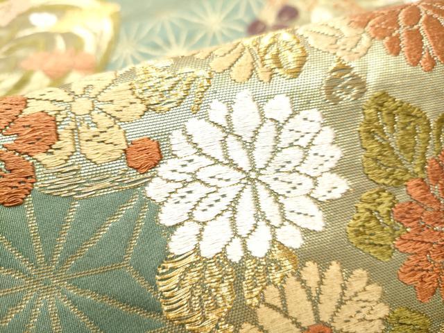 平和屋着物●六通柄袋帯 唐織 草花丸文 金糸 正絹 逸品 CABB9559hy