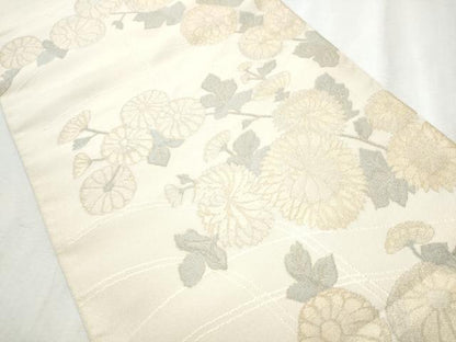 平和屋着物●八寸名古屋帯 枝菊文 金糸 正絹 逸品 CABB9564hy