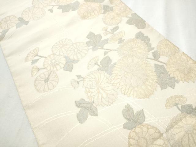 平和屋着物●八寸名古屋帯 枝菊文 金糸 正絹 逸品 CABB9564hy