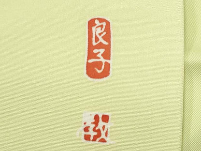 平和屋着物●塩瀬　九寸名古屋帯　友禅　作家物　雪輪花文　正絹　逸品　CABB9578hy