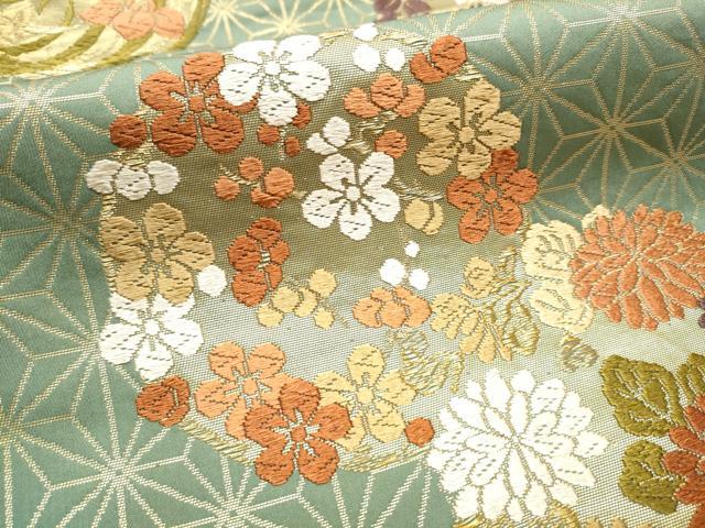 平和屋着物●六通柄袋帯 唐織 草花丸文 金糸 正絹 逸品 CABB9559hy
