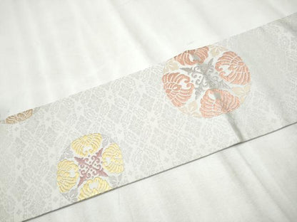 平和屋着物●九寸名古屋帯 唐織 花丸文 正絹 逸品 CABB9565hy