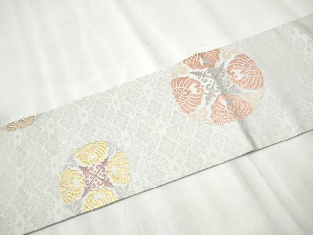 平和屋着物●九寸名古屋帯 唐織 花丸文 正絹 逸品 CABB9565hy