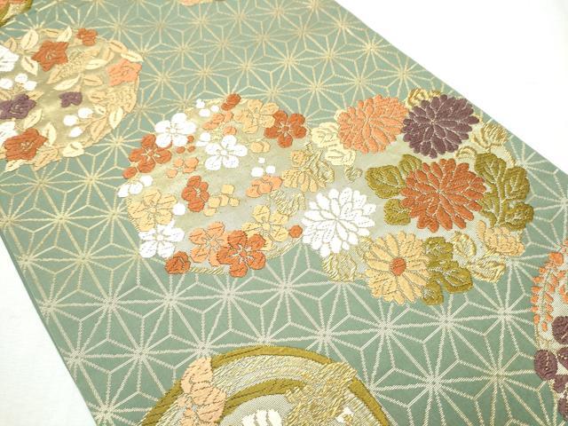 平和屋着物●六通柄袋帯 唐織 草花丸文 金糸 正絹 逸品 CABB9559hy