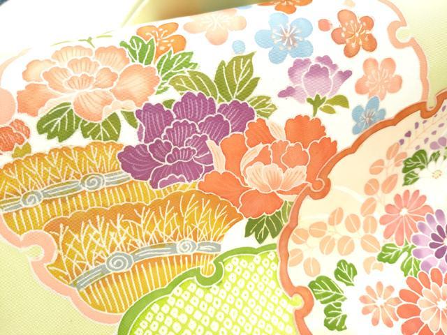 平和屋着物●塩瀬　九寸名古屋帯　友禅　作家物　雪輪花文　正絹　逸品　CABB9578hy