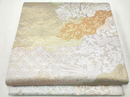 平和屋着物●銀座きしや　六通柄袋帯　流水鳳凰花文　金銀糸　正絹　逸品　CABB9560hy