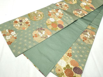 平和屋着物●六通柄袋帯 唐織 草花丸文 金糸 正絹 逸品 CABB9559hy
