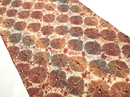 平和屋着物●菅原工房 菅原結作 漢方染紬 全通柄袋帯 蜘蛛絞り 正絹 逸品 CABC5207hy