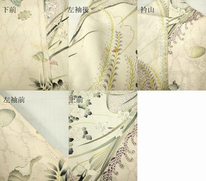 平和屋着物＊夏物 小紋 絽 立波花文 銀彩 正絹 逸品 DABA4459az