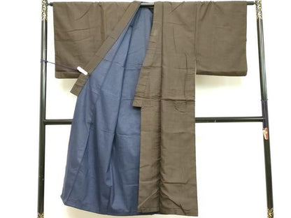 平和屋着物■男性　お召　格子　正絹　逸品　DABB8623cd