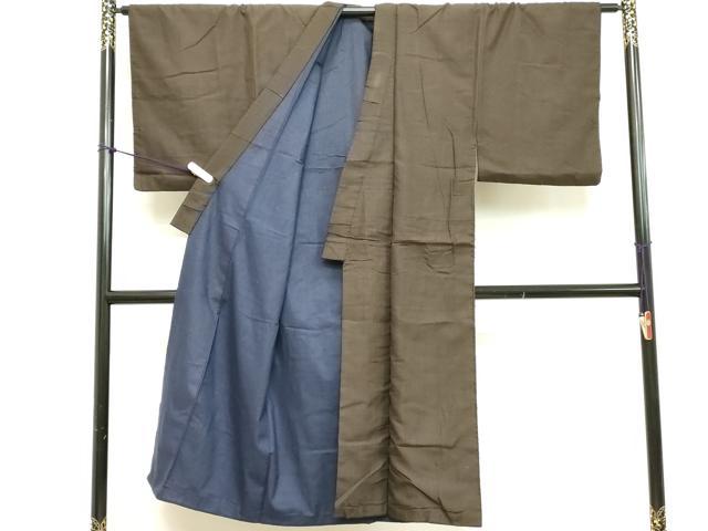 平和屋着物■男性　お召　格子　正絹　逸品　DABB8623cd