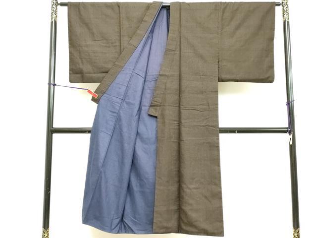 平和屋着物■男性 お召 格子 正絹 逸品 DABB8625cd