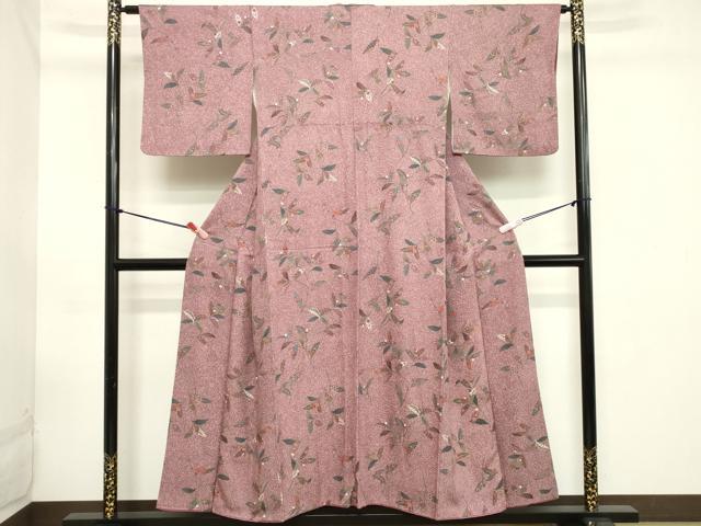 平和屋着物■上質な小紋 草葉文 たたき染め 正絹 逸品 DABB8653cd