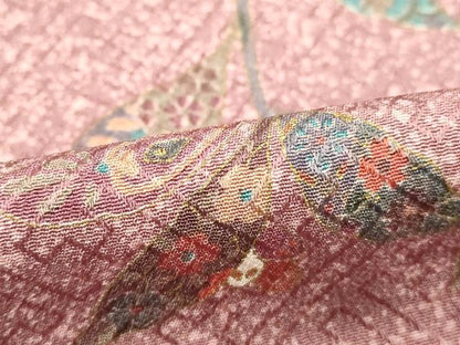 平和屋着物■上質な小紋 草葉文 たたき染め 正絹 逸品 DABB8653cd