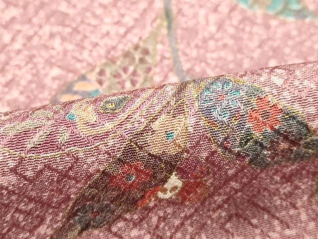 平和屋着物■上質な小紋 草葉文 たたき染め 正絹 逸品 DABB8653cd