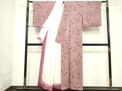 平和屋着物■上質な小紋 草葉文 たたき染め 正絹 逸品 DABB8653cd